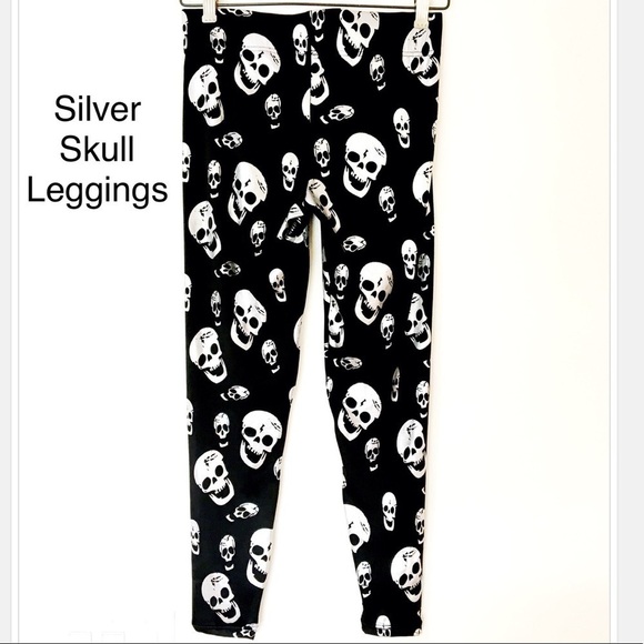 Journeys Leggings Skull Black and Metallic S - Picture 2 of 6
